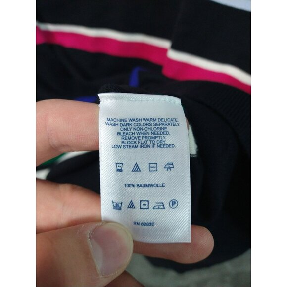 Lands End Sweater Womens Large Striped Supima Cotton Short Sleeve Jewel Neck - Picture 7 of 8